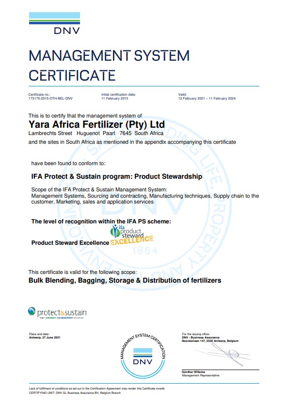 IFA Certificate of Excellence